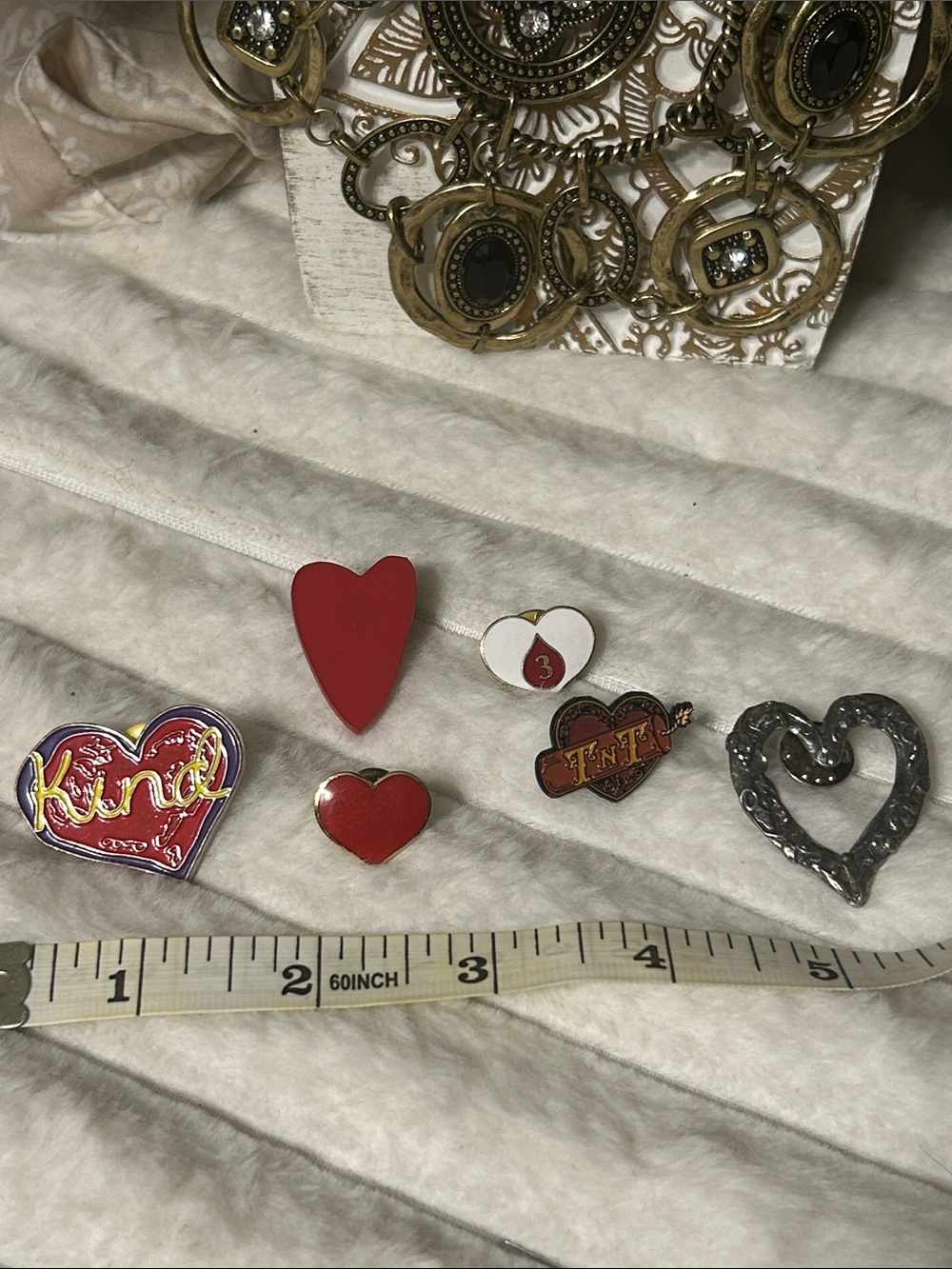 Assorted Heart Pins Collection - qty 6